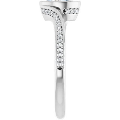14K White Gold 0.41 CTW Marquise Cut Bezel Diamond Engagement Ring