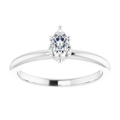 14K White Gold 0.43 CTW Marquise Cut Hidden Halo Diamond Engagement Ring