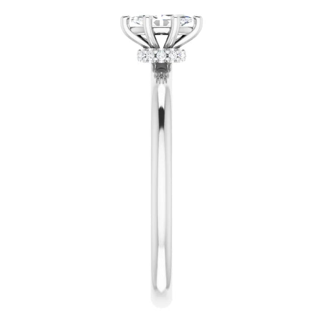 14K White Gold 0.43 CTW Marquise Cut Hidden Halo Diamond Engagement Ring