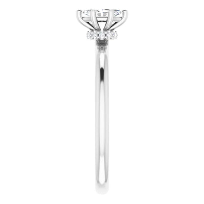 14K White Gold 0.43 CTW Marquise Cut Hidden Halo Diamond Engagement Ring