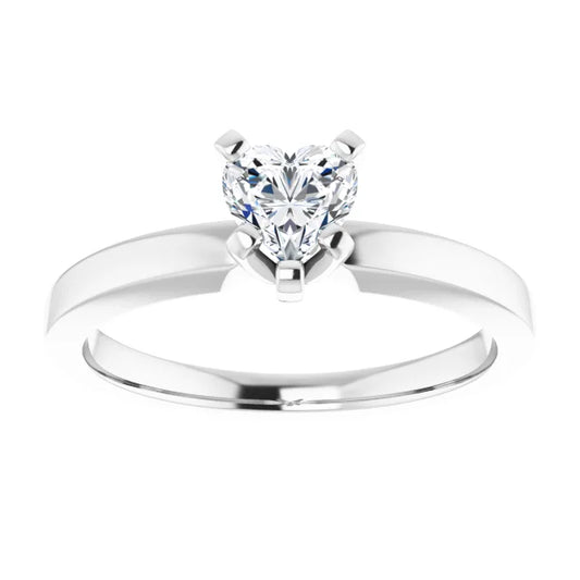 14K White Gold 0.50 CTW Heart Solitaire Engagement Ring