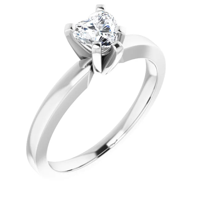14K White Gold 0.50 CTW Heart Solitaire Engagement Ring