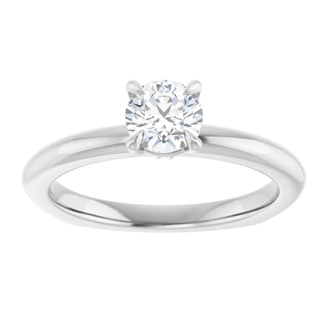 14K White Gold 0.70 CTW Round Solitaire Diamond Engagement Ring