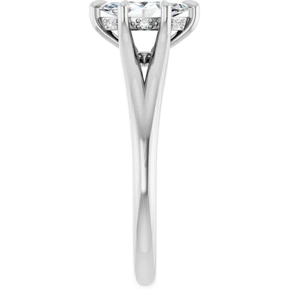 14K White Gold 0.52 CTW Marquise Cut Split Shank Solitaire Diamond Engagement Ring