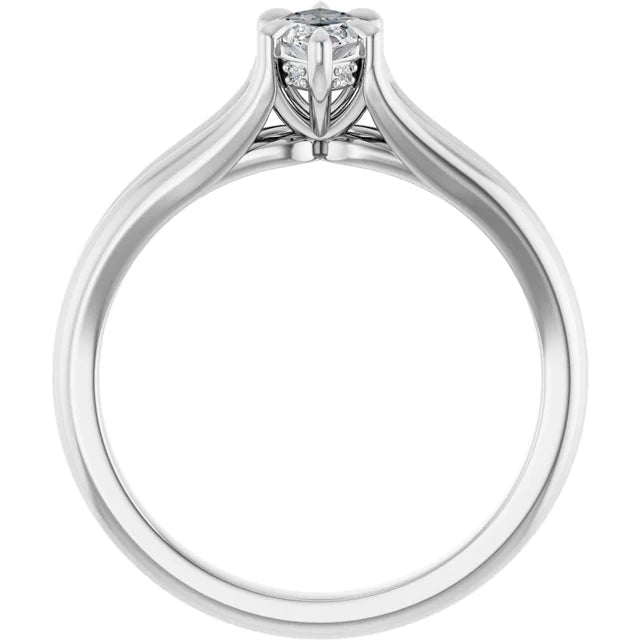 14K White Gold 0.52 CTW Marquise Cut Split Shank Solitaire Diamond Engagement Ring
