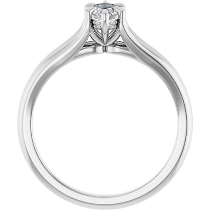 14K White Gold 0.52 CTW Marquise Cut Split Shank Solitaire Diamond Engagement Ring