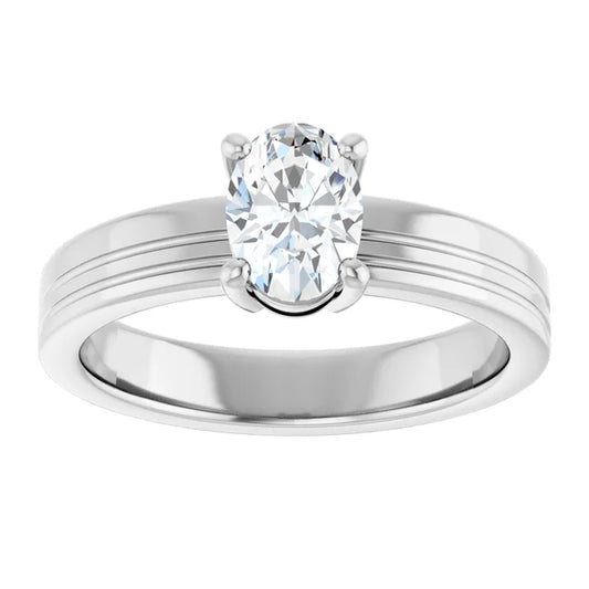 14K White Gold 0.52 CTW Oval Solitaire Lab Grown Diamond Engagement Ring