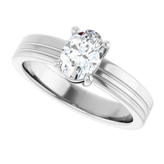 14K White Gold 0.52 CTW Oval Solitaire Lab Grown Diamond Engagement Ring