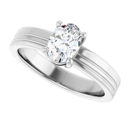 14K White Gold 0.52 CTW Oval Solitaire Lab Grown Diamond Engagement Ring