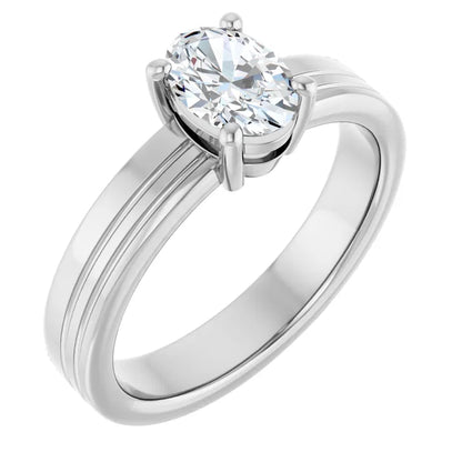 14K White Gold 0.52 CTW Oval Solitaire Lab Grown Diamond Engagement Ring