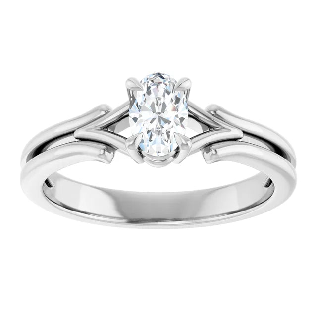 14K White Gold 0.52 CTW Oval Split Shank Lab Grown Diamond Engagement Ring