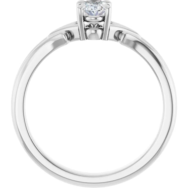 14K White Gold 0.52 CTW Oval Split Shank Lab Grown Diamond Engagement Ring