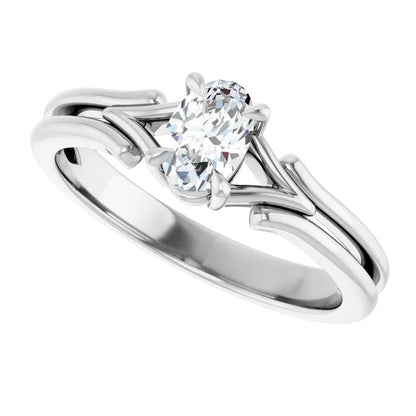 14K White Gold 0.52 CTW Oval Split Shank Lab Grown Diamond Engagement Ring