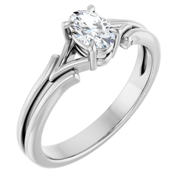 14K White Gold 0.52 CTW Oval Split Shank Lab Grown Diamond Engagement Ring