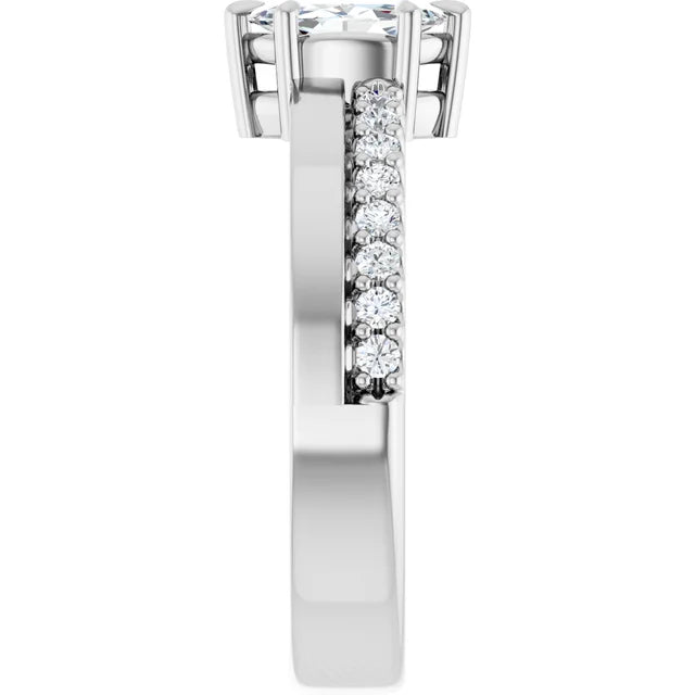14K White Gold 0.55 CTW Marquise Cut Pave Diamond Engagement Ring