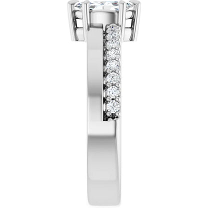 14K White Gold 0.55 CTW Marquise Cut Pave Diamond Engagement Ring