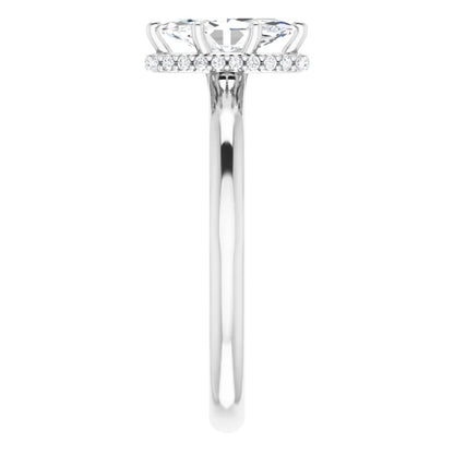 14K White Gold 0.56 CTW Marquise Cut Hidden Halo Diamond Engagement Ring