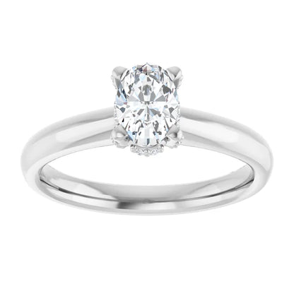 14K White Gold 0.56 CTW Oval Solitaire Lab Grown Diamond Engagement Ring