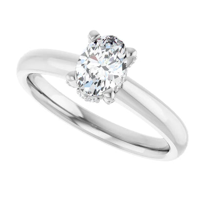 14K White Gold 0.56 CTW Oval Solitaire Lab Grown Diamond Engagement Ring