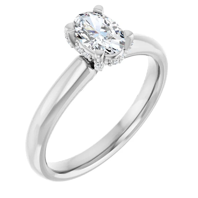 14K White Gold 0.56 CTW Oval Solitaire Lab Grown Diamond Engagement Ring