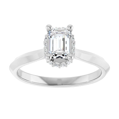 14K White Gold 0.62 CTW Emerald Halo Diamond Engagement Ring