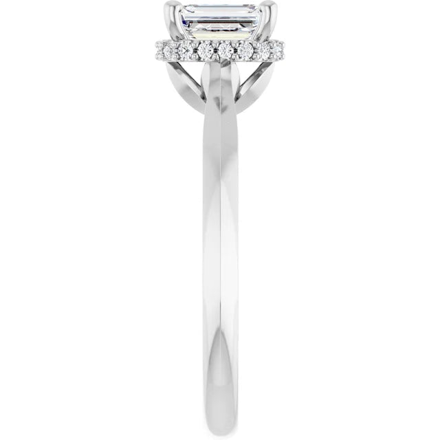 14K White Gold 0.62 CTW Emerald Halo Diamond Engagement Ring