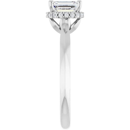 14K White Gold 0.62 CTW Emerald Halo Diamond Engagement Ring