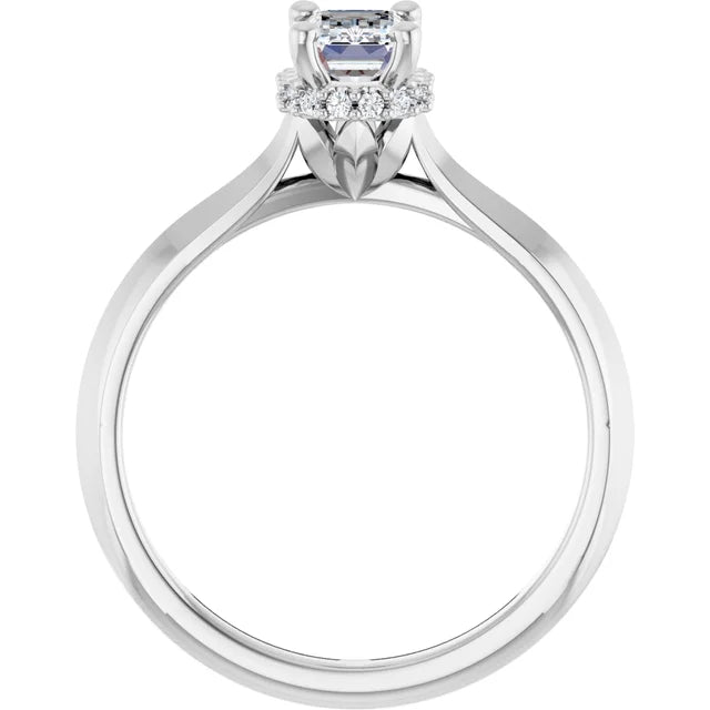 14K White Gold 0.62 CTW Emerald Halo Diamond Engagement Ring