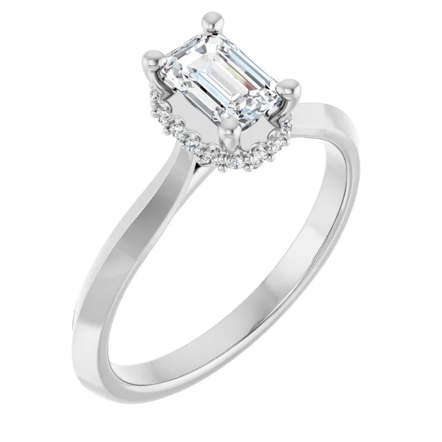 14K White Gold 0.62 CTW Emerald Halo Diamond Engagement Ring