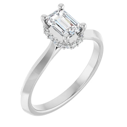 14K White Gold 0.62 CTW Emerald Halo Diamond Engagement Ring