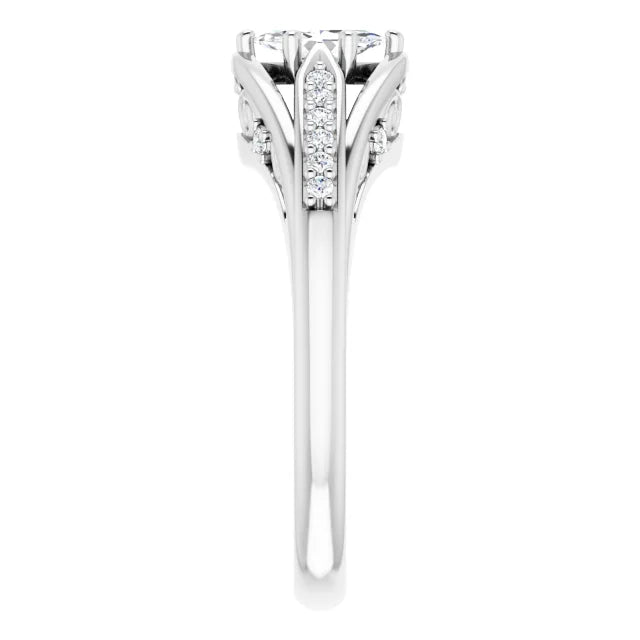14K White Gold 0.62 CTW Marquise Cut Split Shank Diamond Engagement Ring
