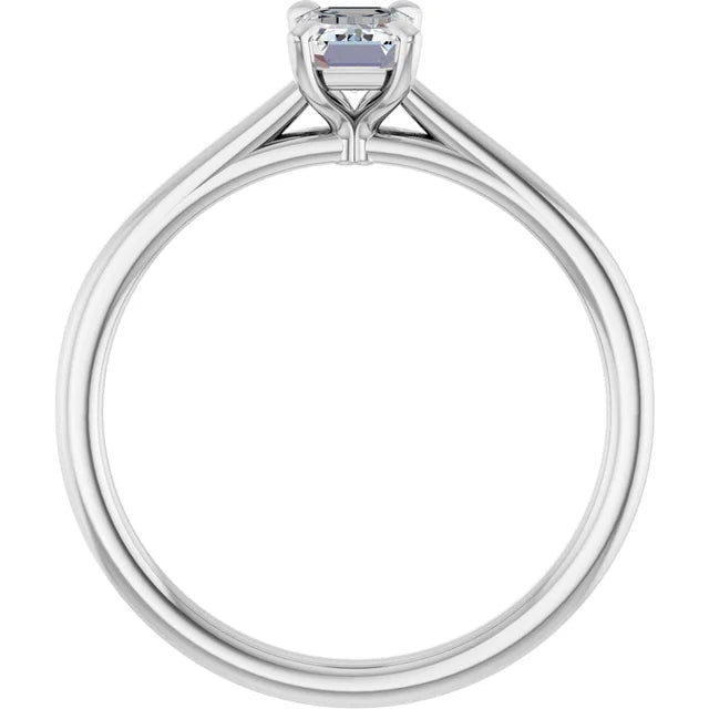 14K White Gold 0.70 CTW Emerald Solitaire Diamond Engagement Ring