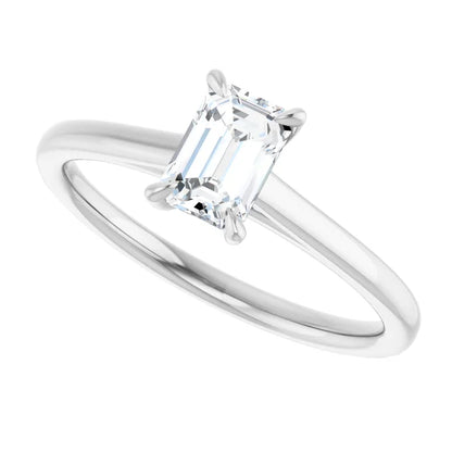 14K White Gold 0.70 CTW Emerald Solitaire Diamond Engagement Ring