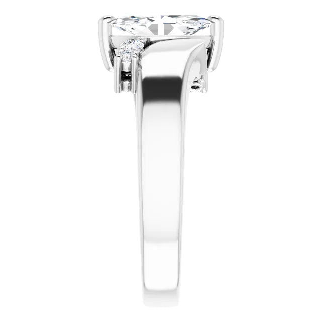 14K White Gold 0.64 CTW Marquise Vintage Lab Grown Diamond Engagement Ring