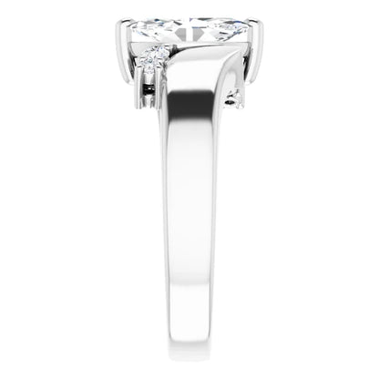 14K White Gold 0.64 CTW Marquise Vintage Lab Grown Diamond Engagement Ring