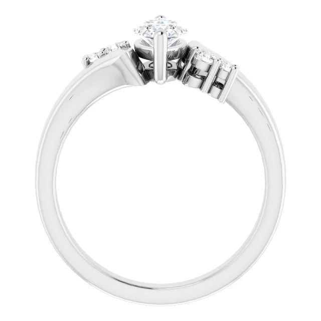 14K White Gold 0.64 CTW Marquise Vintage Lab Grown Diamond Engagement Ring