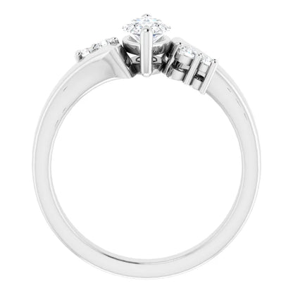 14K White Gold 0.64 CTW Marquise Vintage Lab Grown Diamond Engagement Ring