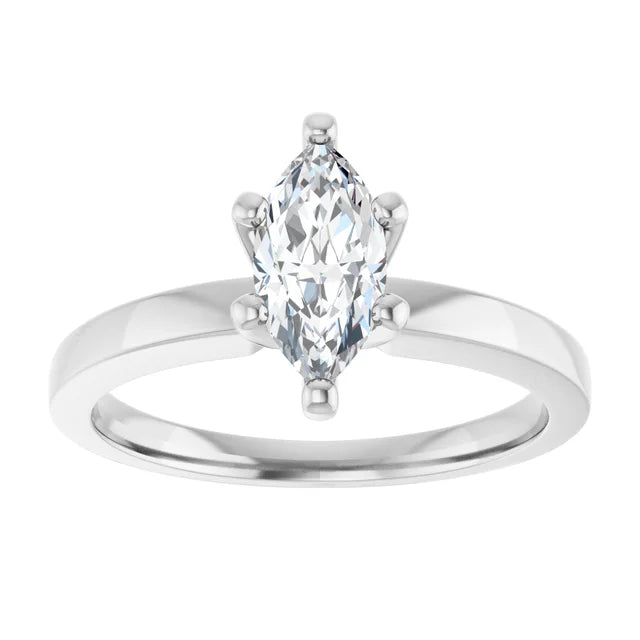 14K White Gold 0.70 CTW Marquise Cut Solitaire Diamond Engagement Ring