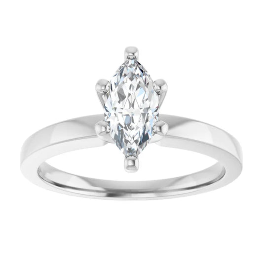 14K White Gold 0.70 CTW Marquise Cut Solitaire Diamond Engagement Ring