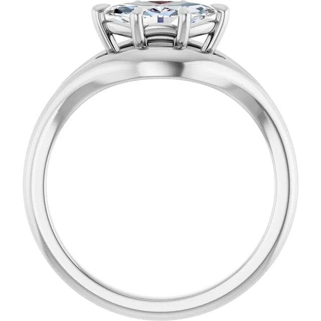 14K White Gold 0.70 CTW Marquise Cut Solitaire Split Shank Diamond Engagement Ring