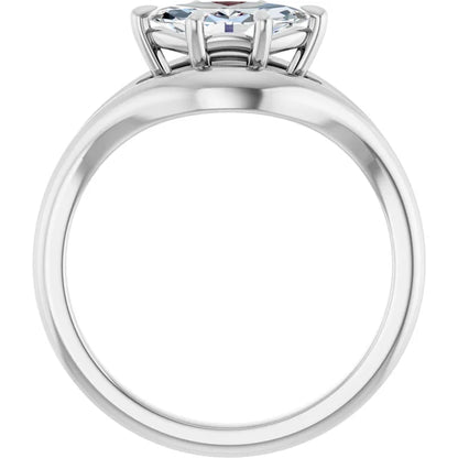 14K White Gold 0.70 CTW Marquise Cut Solitaire Split Shank Diamond Engagement Ring