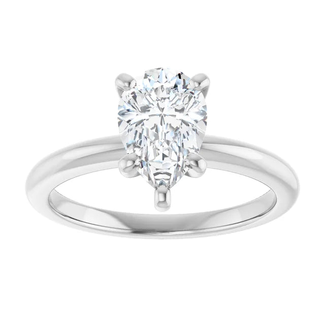 14K White Gold 0.70 CTW Pear Solitaire Diamond Engagement Ring