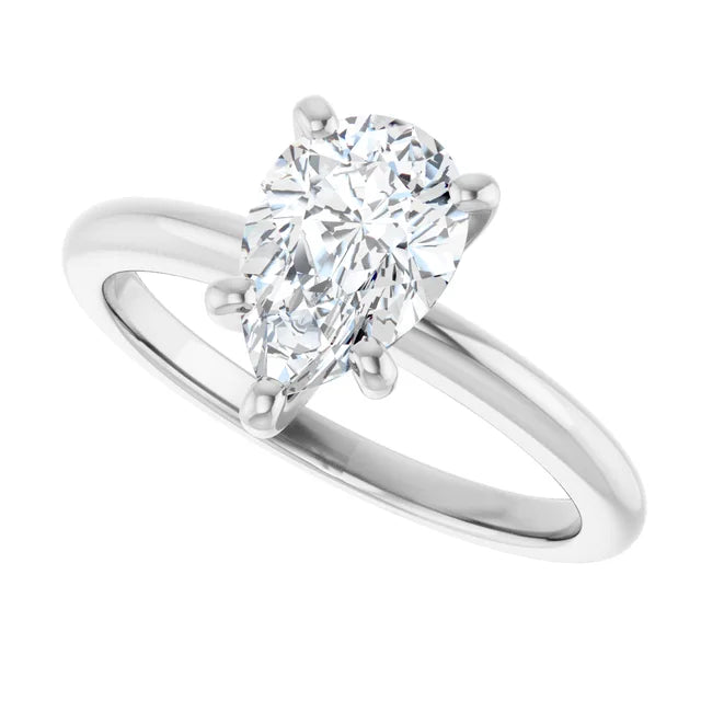 14K White Gold 0.70 CTW Pear Solitaire Diamond Engagement Ring