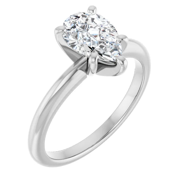 14K White Gold 0.70 CTW Pear Solitaire Diamond Engagement Ring