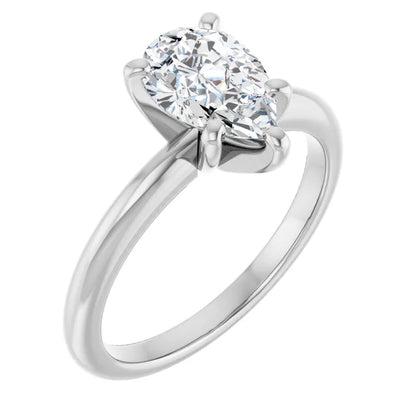 14K White Gold 0.70 CTW Pear Solitaire Diamond Engagement Ring