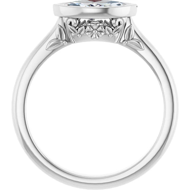 14K White Gold 0.71 CTW Marquise Cut Modern Bezel Diamond Engagement Ring