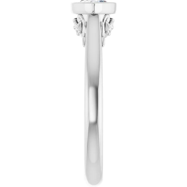 14K White Gold 0.71 CTW Marquise Cut Modern Bezel Diamond Engagement Ring