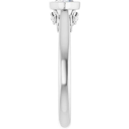 14K White Gold 0.71 CTW Marquise Cut Modern Bezel Diamond Engagement Ring