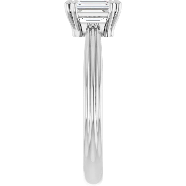 14K White Gold 0.72 CTW Emerald Cut Solitaire Diamond Engagement Ring-diamondnetjewellery
