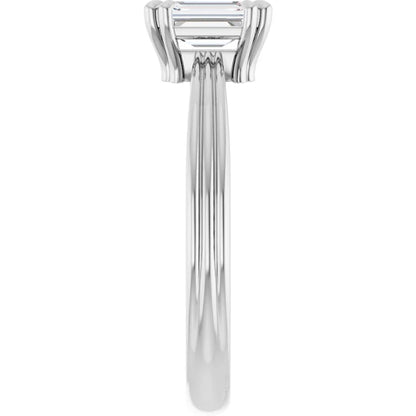 14K White Gold 0.72 CTW Emerald Cut Solitaire Diamond Engagement Ring-diamondnetjewellery